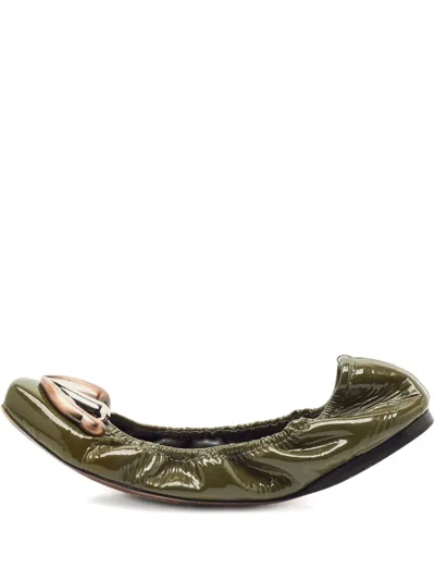 Pre-owned Miu Miu Metal-detail Ballet Flats In Green