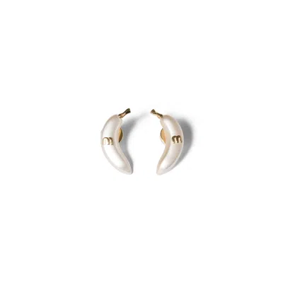 Miu Miu Metal Earrings In Gold/cream