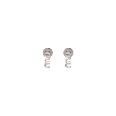 Miu Miu Metal Earrings With Crystals In Metallic
