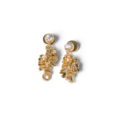 Miu Miu Metal Earrings With Crystals In Metallic