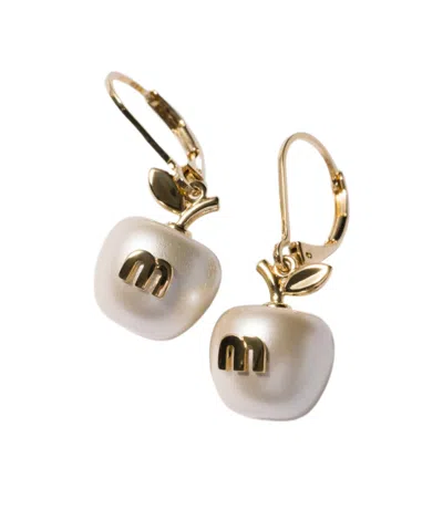 Miu Miu Metal Earrings With Pendant In White