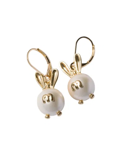 Miu Miu Metal Earrings With Pendant In White