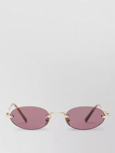 Miu Miu Metal Frame Oval Sunglasses Adjustable Nose Pads In Pink