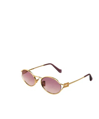 Miu Miu Metal Frame Sunglasses In Gold