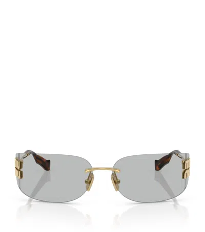Miu Miu 0mu A51s Runway 5ak50k Oro Metal Sunglasses In Gray