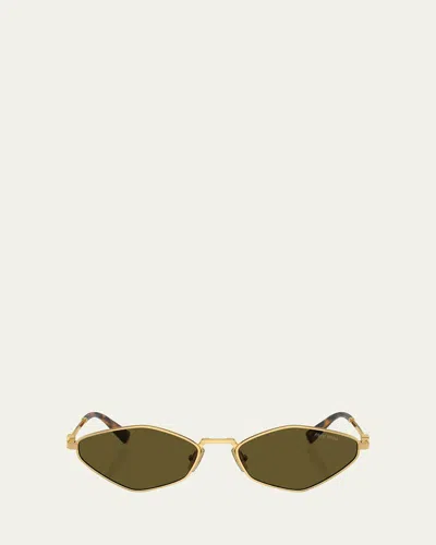 Miu Miu Metal Geometric Oval Sunglasses
