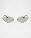 Miu Miu 56zs Geometric-frame Sunglasses In Gold Grey