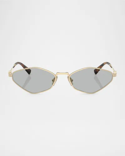 Miu Miu Womens Gold Mu 56zs Oval-frame Metal Sunglasses