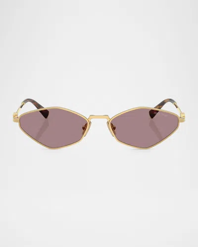 MIU MIU METAL GEOMETRIC OVAL SUNGLASSES