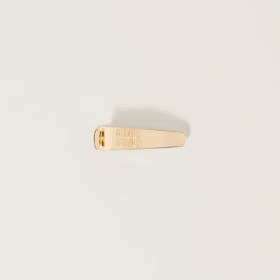 Miu Miu Metal Hair Clip In Gold