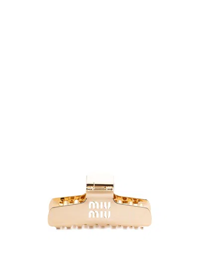 Miu Miu Metal Hair Clip In Metallic