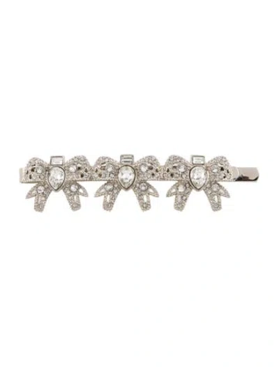 Pre-owned Miu Miu Metal Hair Clip With Crystal Embellishments In Silver