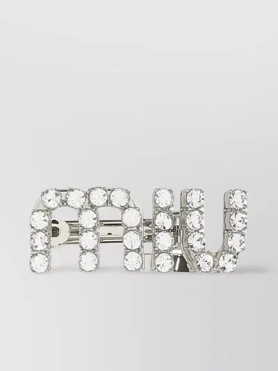Miu Miu Hair Clip With Crystals In Silver