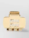 Miu Miu Metal Hair Clip With Rectangular Cut-out Design In Gold