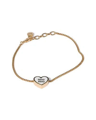 Miu Miu Metal Heart-shaped Charm Bracelet In Gold