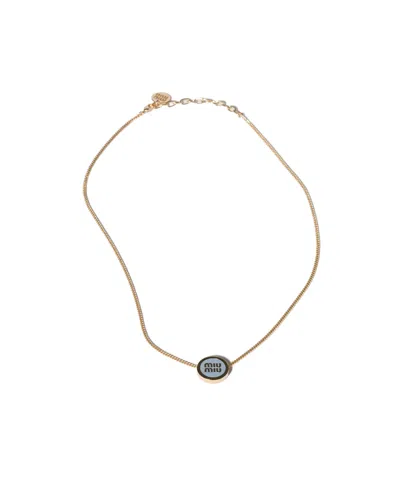 Miu Miu Metal Necklace In Neutral
