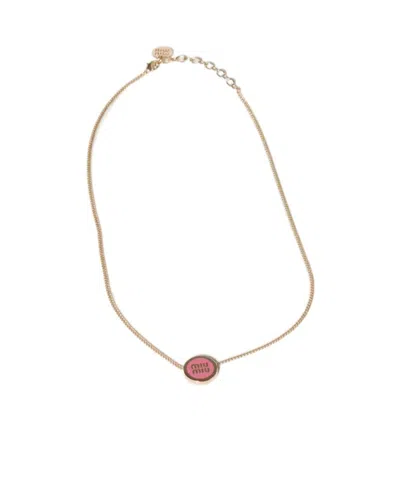 Miu Miu Metal Necklace In Gold