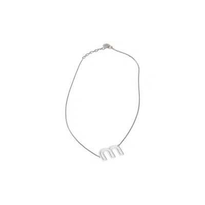 Miu Miu Metal Necklace In Metallic