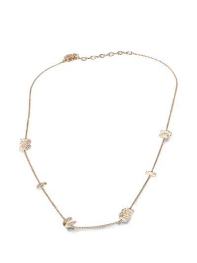 Miu Miu Metal Necklace With Crystals In Gold