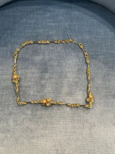Miu Miu Metal Necklace With Crystals In Gold