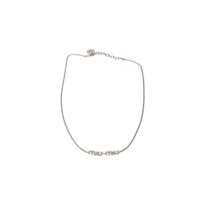 Miu Miu Metal Necklace With Crystals In Metallic