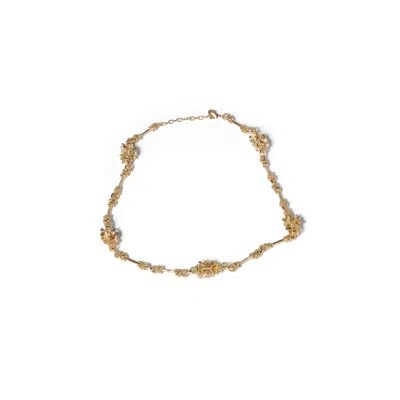 Miu Miu Metal Necklace With Crystals In Multi