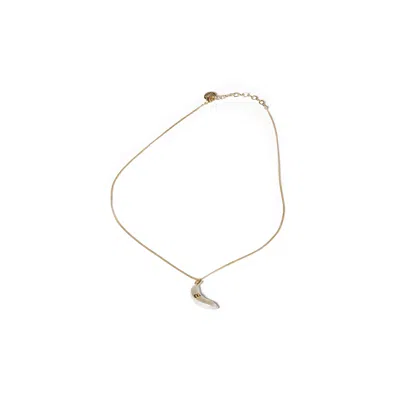 Miu Miu Metal Necklace With Pendant In Gold/cream