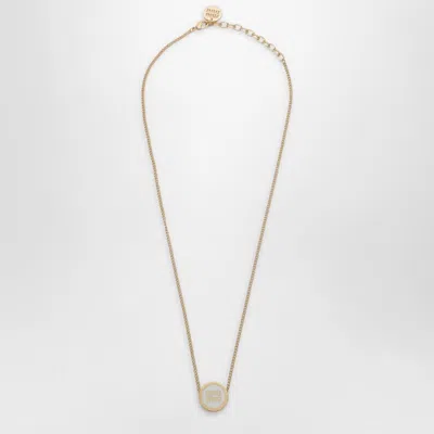 Miu Miu Metal Necklace With White Logo Women