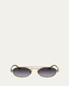 Miu Miu Womens Gold Mu 54zs Oval-frame Metal Sunglasses In Antiq Cop
