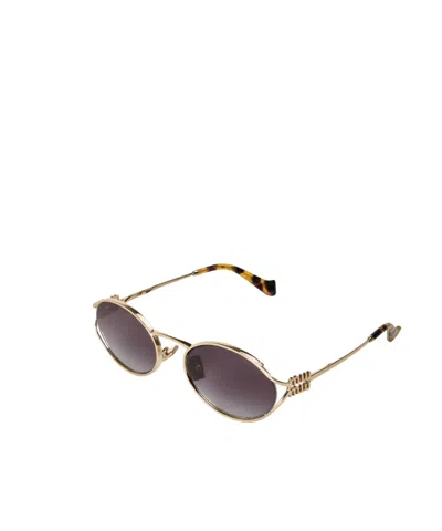 Miu Miu Metal Oval Sunglasses In Multi