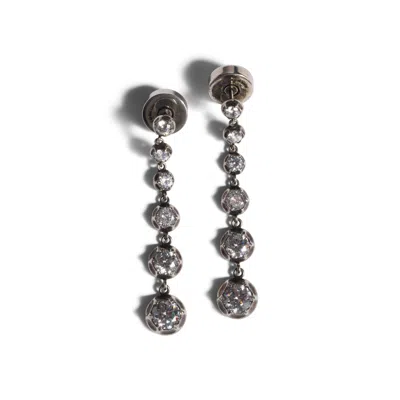 Miu Miu Metal Pendant Earrings With Crystals In Orange