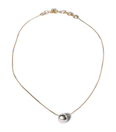 Miu Miu Metal Pendant Necklace In Brown