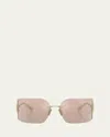 Miu Miu Eyewear Rectangular Frame Sunglasses In Pale Gold
