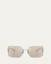 Miu Miu Metal Rimless Wrap Sunglasses In Silver