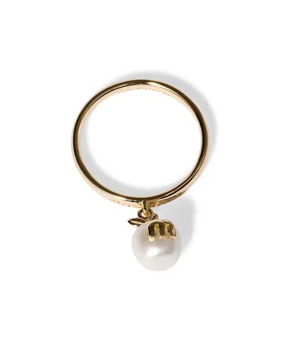 Miu Miu Metal Ring With Pendant In Gold