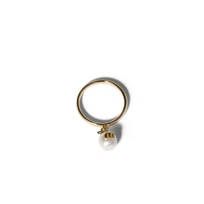 Miu Miu Metal Ring With Pendant In Gold