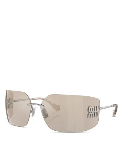 Miu Miu 80mm Oversize Irregular Sunglasses In Silver