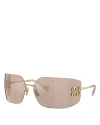 Miu Miu Metal Shield Sunglasses, 80mm In Tan Mirrored Solid