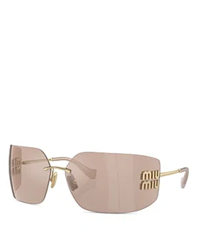 Miu Miu Metal Shield Sunglasses, 80mm In Tan Mirrored Solid