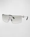 Miu Miu 50mm Shield Sunglasses In Silver