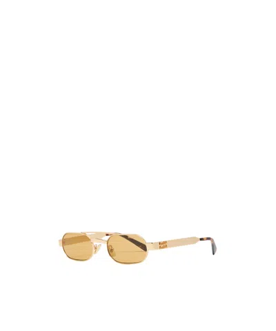 Miu Miu Metal Sunglasses In Gold