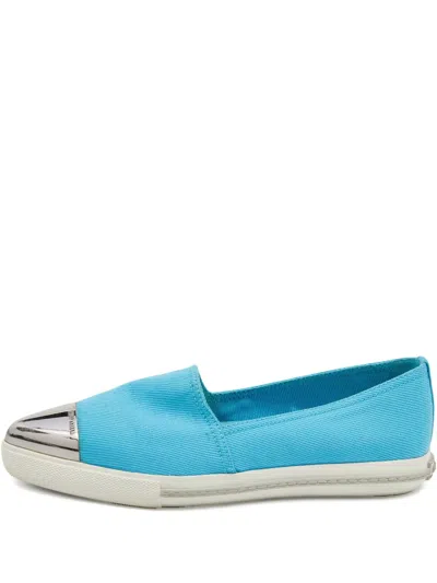 Pre-owned Miu Miu Metal-toe Canvas Sneakers