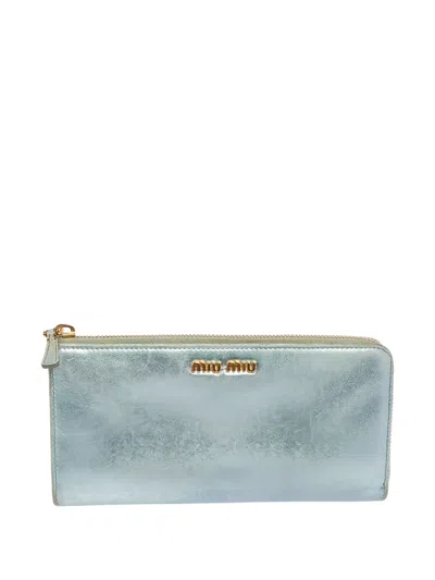 Pre-owned Miu Miu Metallic-effect Leather Wallet
