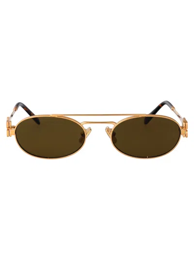 MIU MIU MIU MIU METALLIC GOLD-TONED SUNGLASSES