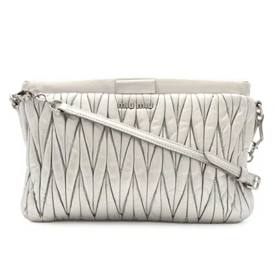 Pre-owned Miu Miu Metallic Leather Clutch Bag Pochette Shoulder Bag ()