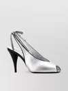 Miu Miu Metallic Leather Peep Toe Sandals