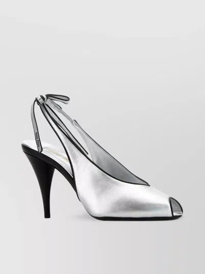 Miu Miu Metallic Leather Peep Toe Sandals
