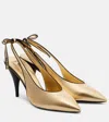 Miu Miu Metallic Leather Slingback Pumps In Gold
