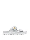 MIU MIU METALLIC MATELLASSÈ NAPPA LEATHE SLIDES