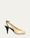Miu Miu Scarpe Con Tacco In Pelle Oro Donna In Platino Nero